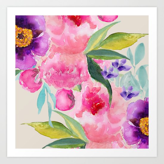 Floral white Art Print
