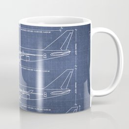 Boeing 747 Family Blueprint in High Resolution (dark blue) Mug