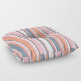 [ Thumbnail: Light Pink, Dark Salmon, Light Slate Gray & White Colored Striped Pattern Floor Pillow ]