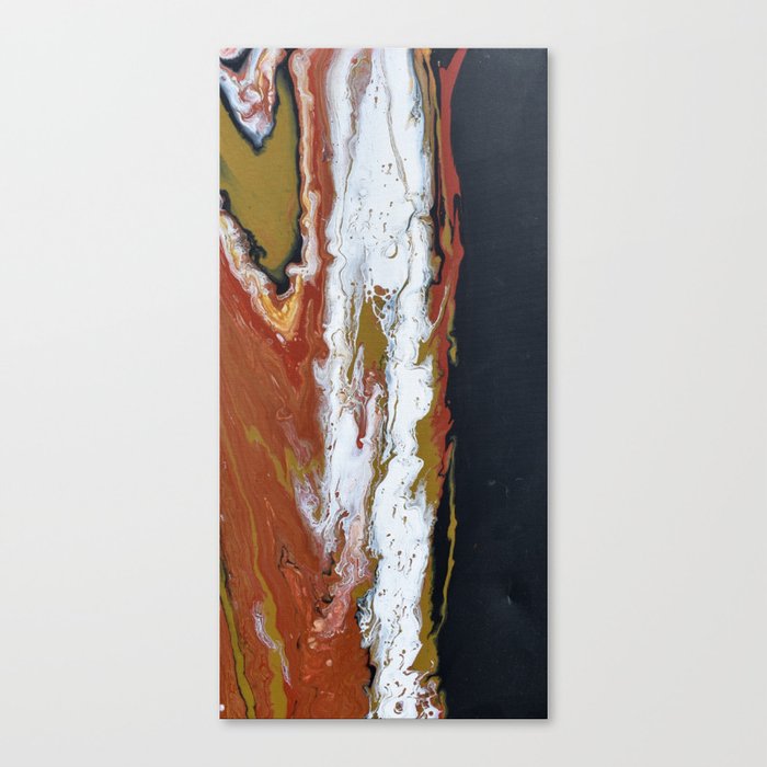 Fuse Red Black Modern Abstract Fluid Art Painting Canvas Print