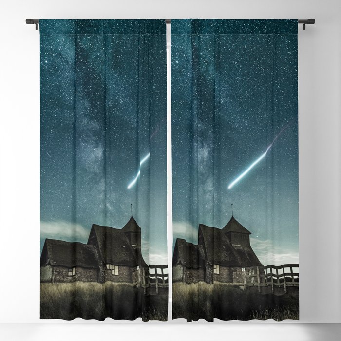 Shooting star; meteor shower on the plains twilight magical realism milky way galaxy color photograph / photography portrait Blackout Curtain