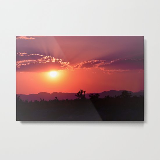 Desert Sunset Silhouettes Metal Print