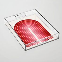 Gradient Arch VI Pink and Red Mid Century Modern Rainbow Acrylic Tray
