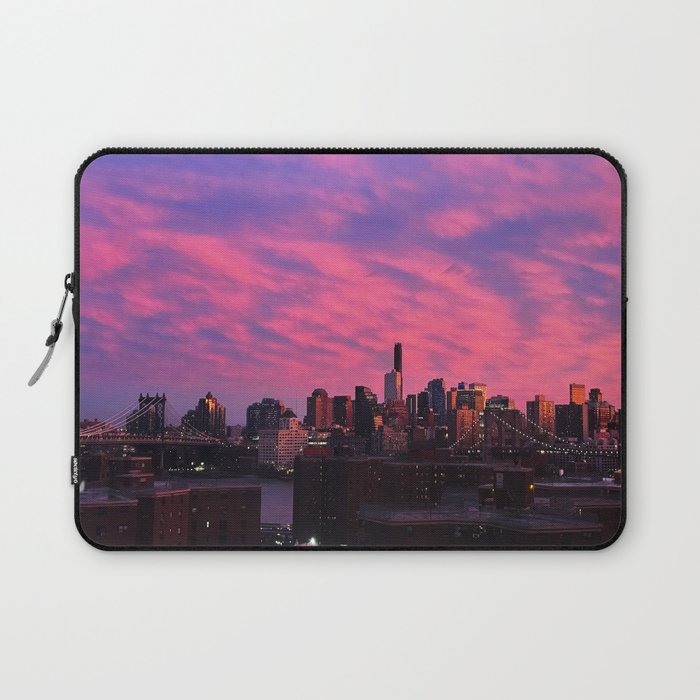 New York City Sunset on Two Bridges Laptop Sleeve