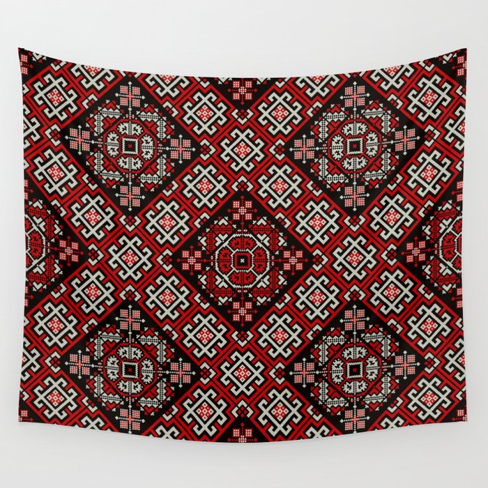 Romanian traditional pattern Wall Tapestry by Rceeh Society6