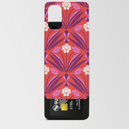 Art deco floral pattern in red, pink, and purple Android Card Case