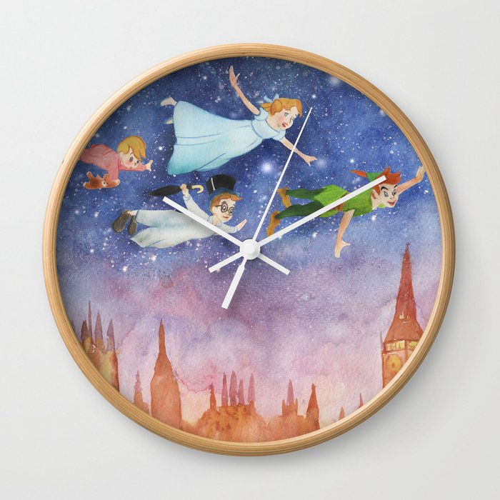 Peter Pan Sunset Nursery Decor Wall Clock By Gus Peter Pan Sunset Nursery Decor Wall Clock By Gus