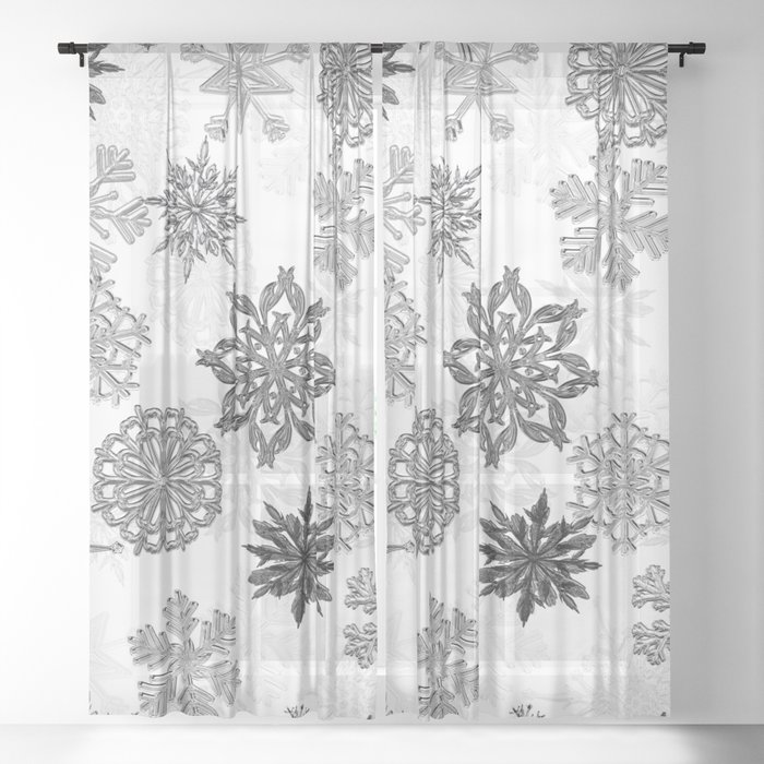 Snowflake Pattern White Sheer Curtain By Greglarrophotography