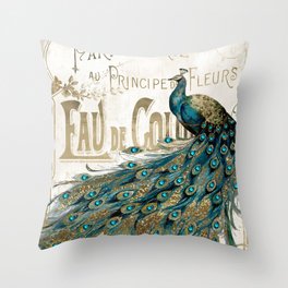Peacock Jewels Throw Pillow