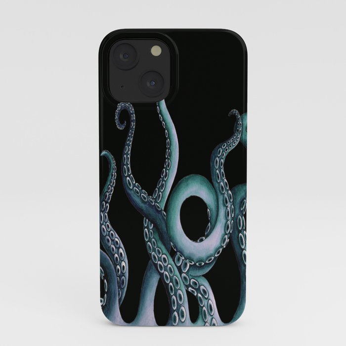 Teal Kraken at night iPhone Case