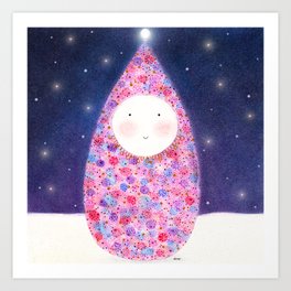 Christmas Fairy Art Print | Scandinavian, Christmas, Holiday, Festive, Cute, Xmasfairy, Drawing, Merrychristmas, Noel, Christmascard 