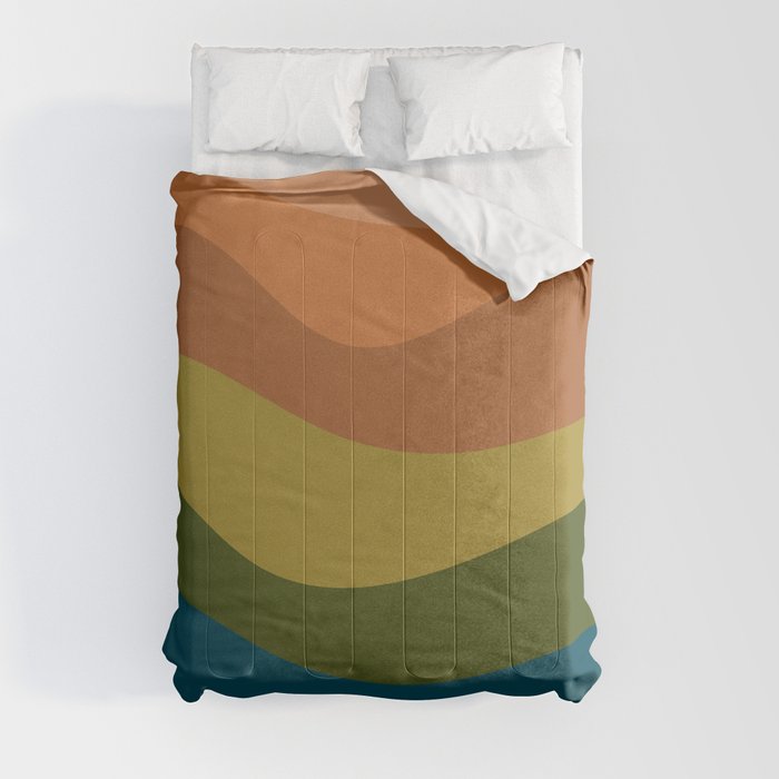 Abstract wavy earth tone colors cool pattern Comforter