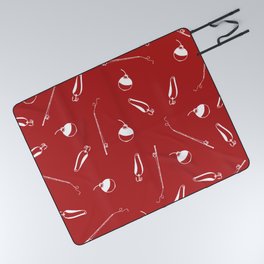 Vintage fishing pattern in red and white, perfect for the camper or lake Picnic Blanket