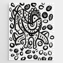 Bubble Graffiti Creature Black and White Art Jigsaw Puzzle