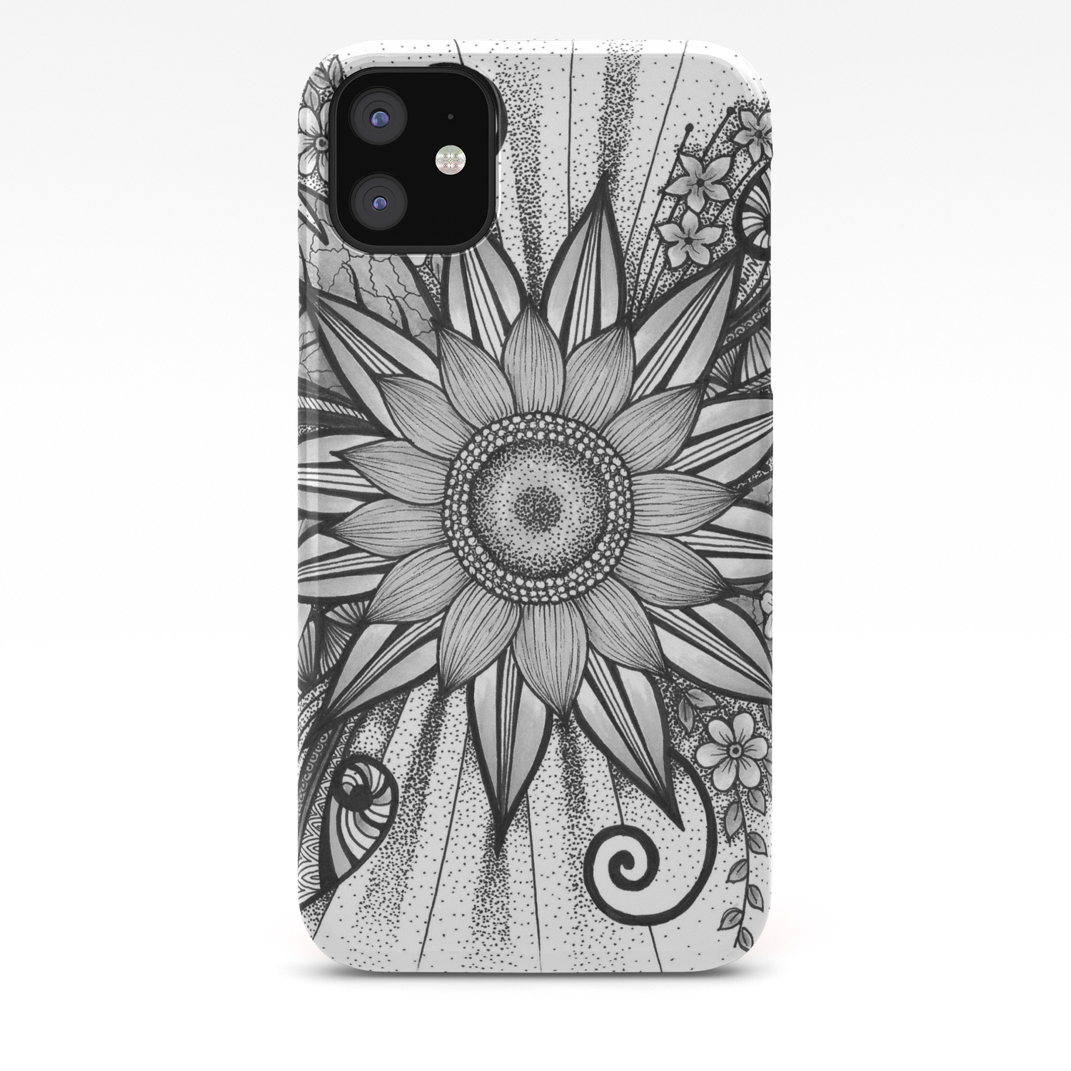 Sunflower Doodle On Bright Bold Background Iphone Case By