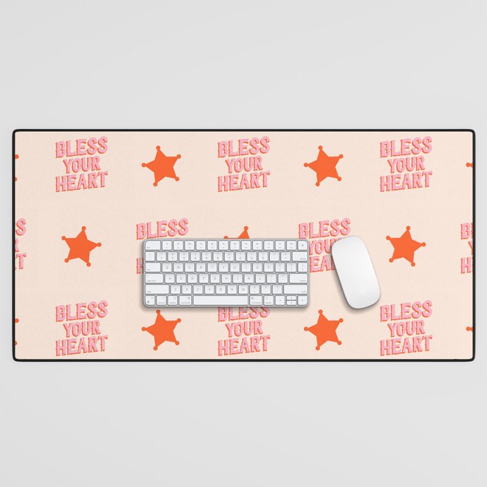 Southern Snark: Bless your heart (bright pink and orange) Desk Mat