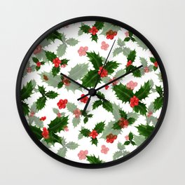 Christmas holly Wall Clock