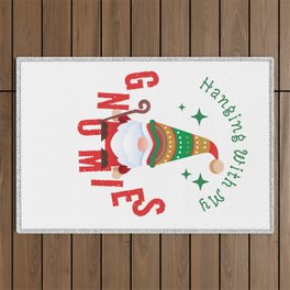 hanging with my gnome xmas gnomies funny christmas Outdoor Rug