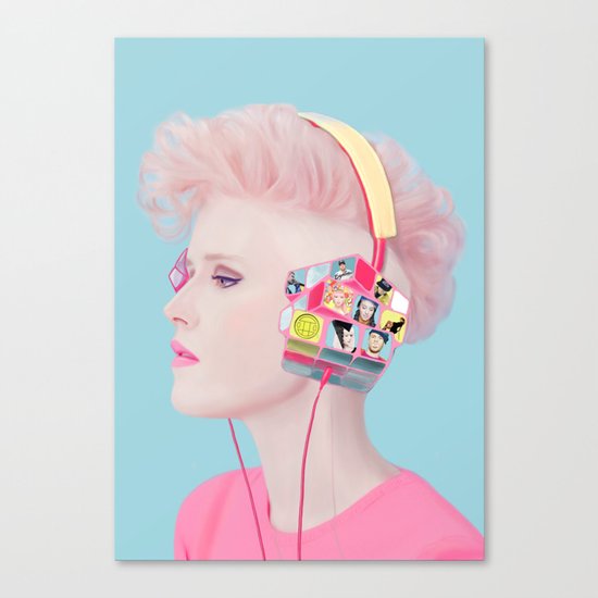 Rubik's headphones Canvas Print