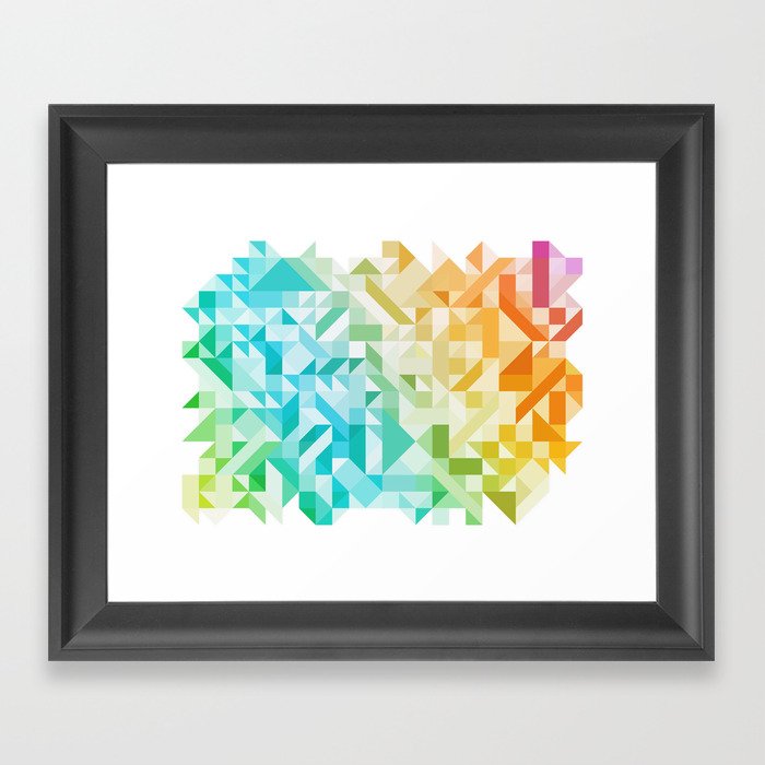 Colorful Geometric Pattern Saturated Rainbow Pattern Design (Red Pink Orange Yellow Green Blue) Framed Art Print