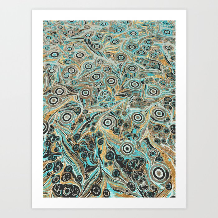 Gold Psychedelic Glitter Marble Explosion Art Print