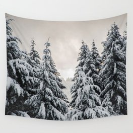 Winter Woods II - Snow Capped Forest Adventure Nature Photography Wall Tapestry