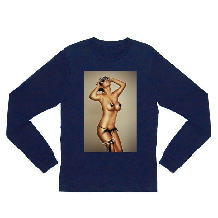 sexy glamour naked girl with big breasts Long Sleeve T Shirt by zdenek  kintr