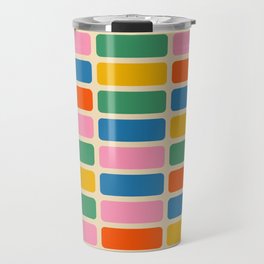 Color Grid Colorful Retro Modern Geometric Pattern in Rainbow Pop Colors Travel Mug