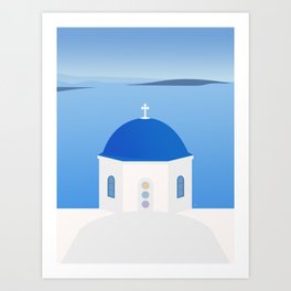 Blue Dome Church, Oia, Santorini, Greece Art Print