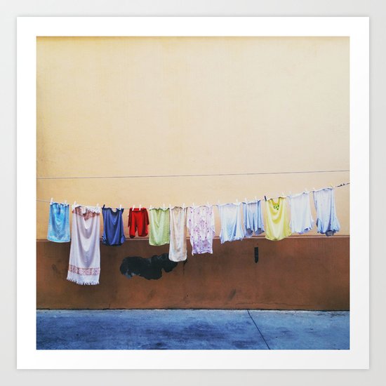Drying laundry Art Print
