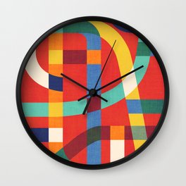 Jazz city Wall Clock | City, Curated, Abstract, Cool, Stripes, Pattern, Vintage, Bold, Jazz, Popart 