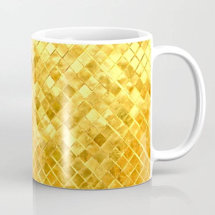 Give me Gold: festive, golden, fashionable, 3-d, glittery, Christmas, cheerful, lattice design Coffee Mug