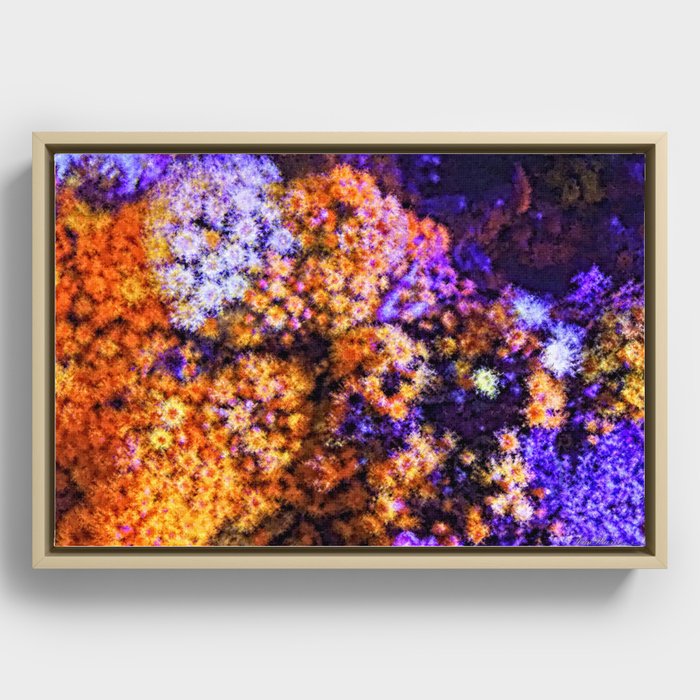 Ocean Coral Reef Fireworks Generative Art Painting Framed Canvas