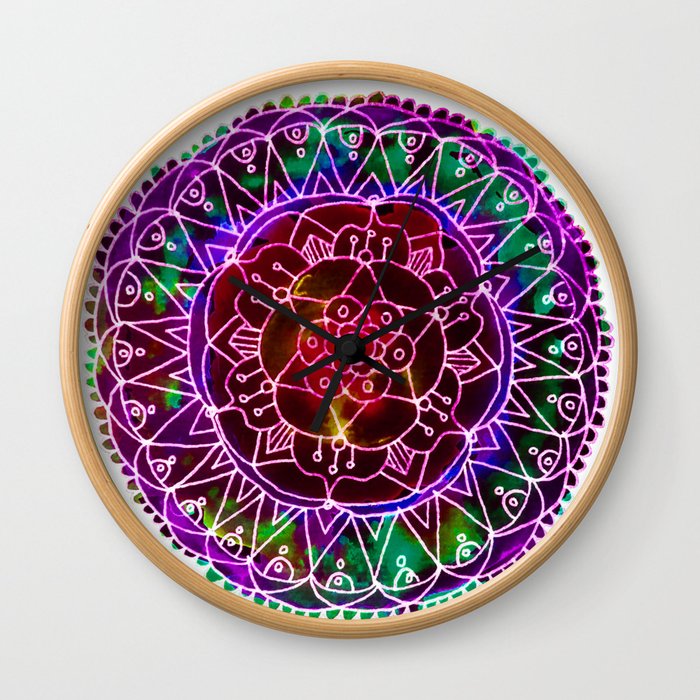 Colorwheel Mandala Purple Wall Clock