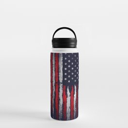 Red & white American flag on Navy ink Water Bottle