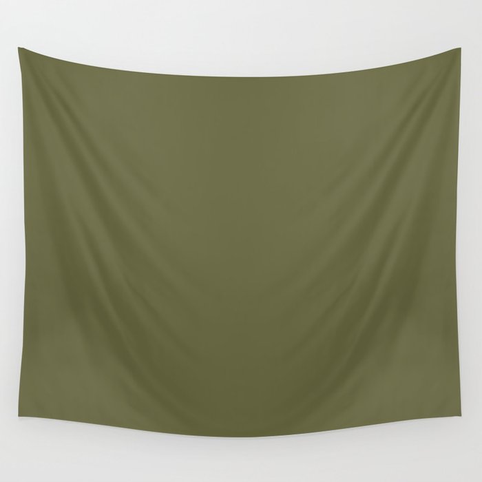 Dark Green-Brown Solid Color Pantone Mayfly 18-0220 TCX Shades of Green Hues Wall Tapestry