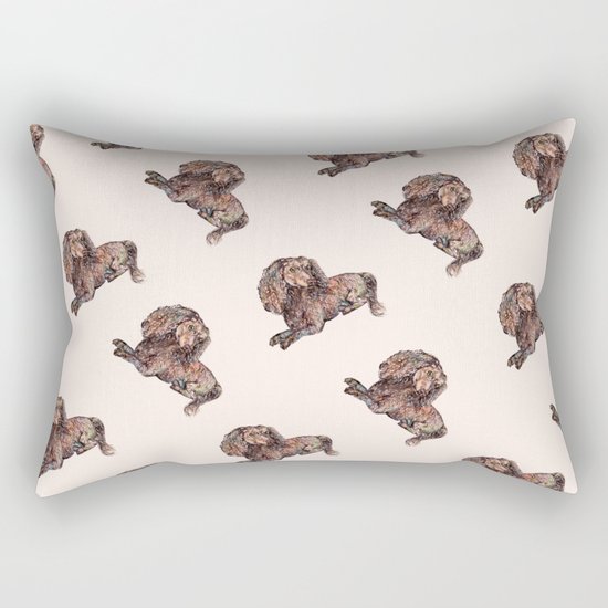 Dog Pattern 2 on Girly Pink Rectangular Pillow