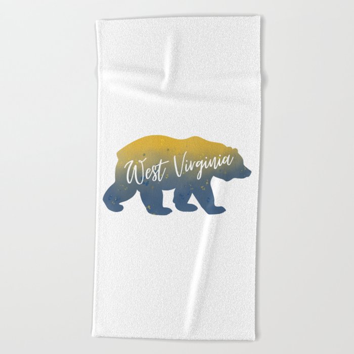 West Virginia Black Bear Watercolor Art Print Beach Towel by Aaron