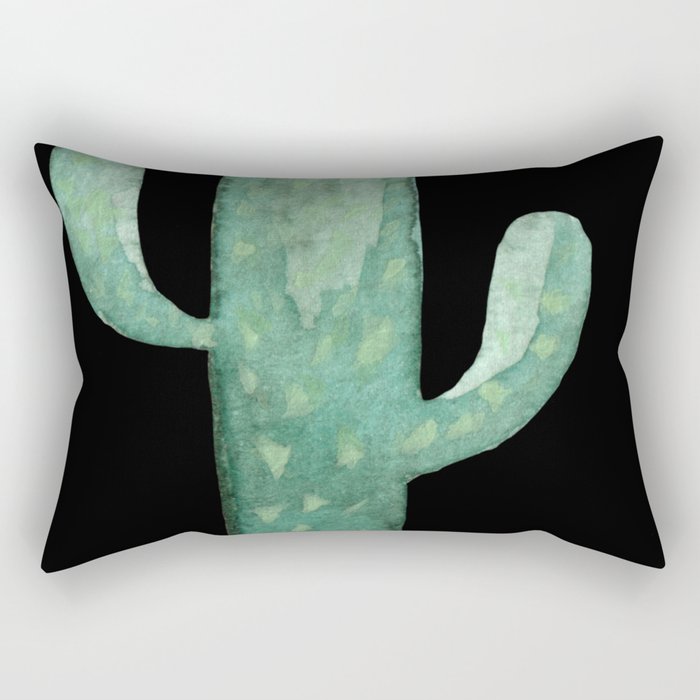 Arizona Night Cactus Mint Green Rectangular Pillow