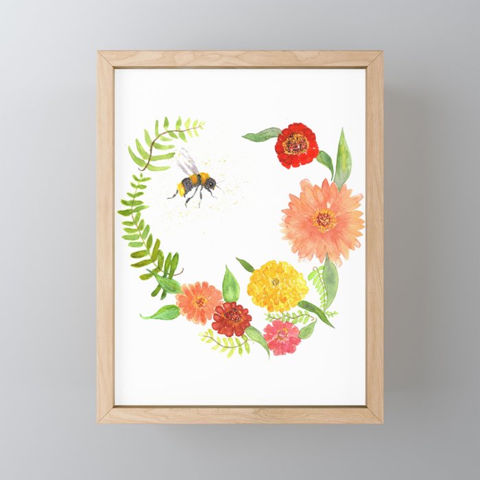 Bee Wreath  Framed Mini Art Print