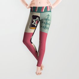 Culture and national color of Jordan. Collection of illustrated symbols and landmarks of the country in retro style Leggings