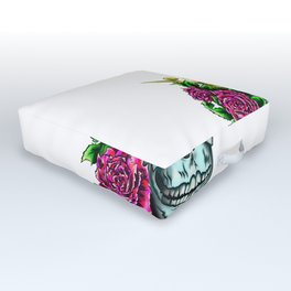 skull with floral  Outdoor Floor Cushion