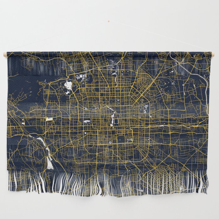 Beijing City Map of China - Gold Art Deco Wall Hanging