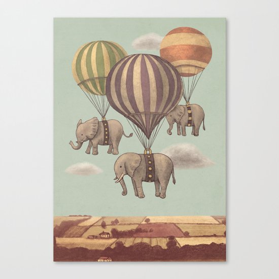 Flight of the Elephants - mint option Canvas Print
