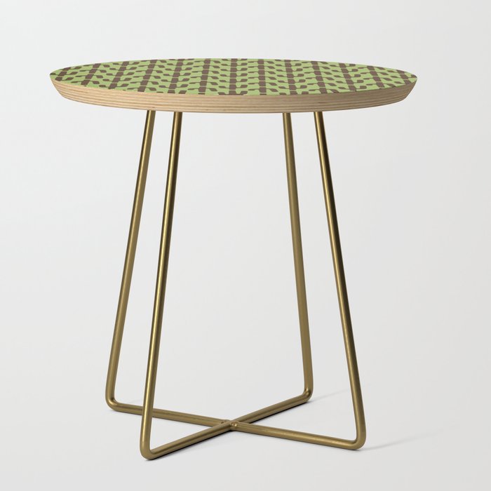 Brown and Green Saguaro Cactus Silhouette with Horizontal Stripes Side Table