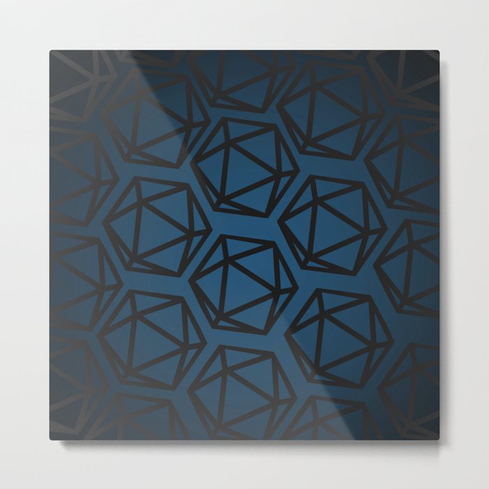 D20 Pattern - Blue Black Gradient Metal Print