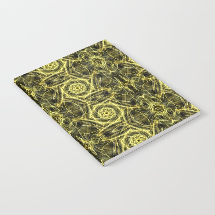 Liquid Light Series 72 ~ Yellow & Grey Abstract Fractal Pattern Notebook