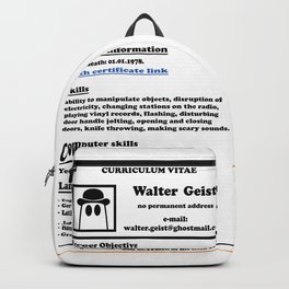 Ghost CV Backpack | Scareexpert, Professionalhaunter, Sarcasm, Experiencedghost, Jobsearch, Cuteghost, Careerobjective, Poltergeist, Ghost, Homelessghost 