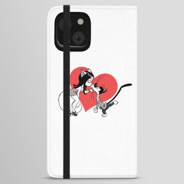 Cats in Love Retro 30s Cartoon Rubber Hose Style iPhone Wallet Case