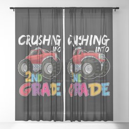 Crushing Into 2nd Grade Monster Truck Sheer Curtain